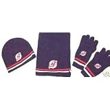 NEW JERSEY DEVILS Winter Combo Set of 3-Knit Beanie Hat, Scarf, Gloves in Team Colors BY REEBOK