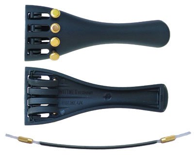 Wittner Violin Ultra Tailpiece with Gold Fine-tuner Screws and Nylon Tailgut, 1/16
