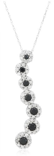 10k White Gold Black and White Diamond Journey Pendant (1/4 cttw)