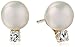 14k Yellow Gold Freshwater Cultured Pearl and Cubic Zirconia Stud Earrings (5.75 mm)