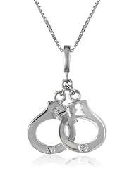 Silver Diamond Accent Hand cuff Pendant Necklace