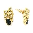 Gold Plated Brass with Jet Swarovski Crystal Earrings, Weight: 6.20gm Gold Plated Brass with Jet Swarovski Crystal Earrings, Weight: 6.20gm