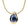 14K Yellow Gold Iolite and Diamond Pendant