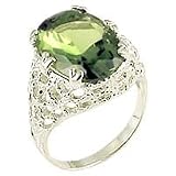 Women's Solitaire Peridot Cubic Zirconia Special Plating Ring, Size: 5-10 Sterling Silver .925
