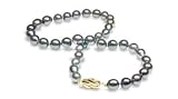 9 x 11mm natural color black rose baroque Tahitian south sea cultured pearl necklace