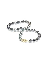 9 x 11mm natural color black rose baroque Tahitian south sea cultured pearl necklace