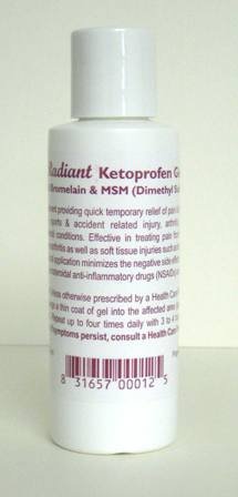 Ketoprofen Pain Relieving Gel Plus (Odorless/Fragrance Free) Bromelain & MSM 4 oz. Bottle.