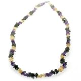 Colorfully Eye-Catching Semi-Precious Stone 16 Necklace with Sterling Silver Rhodium Plated Lobster Lock