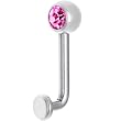 14 Gauge 5mm Pink Gem Vertical Hood Piercing -3/8" 2.5mm Rise