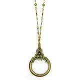 1928 Boutique Ornate Brass Tone Magnifying Glass Necklace