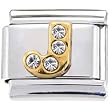 Gold Letter J Gem Stone Italian Charm