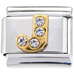 Gold Letter J Gem Stone Italian Charm