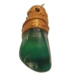 Chalcedony Pendant 03 Sculpted Crystal Green Gold Clay Healing Gemstone 1.8