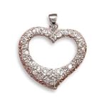 28mm X 24.5mm Sterling Silver and Pave Cz Cut Out Heart Pendant