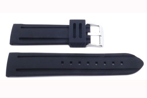 Black Genuine Silicone 22mm Heavy Duty Watch Strap