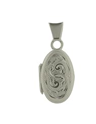Silver 18x11mm hand engraved oval Locket