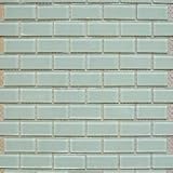 B24 1x2 White Lt Green Tint Glass Mosaic Tile