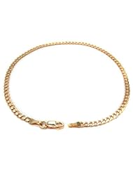 14k Italy Yellow Gold 3.2mm Cuban Curb Link Chain Bracelet 7" Inches