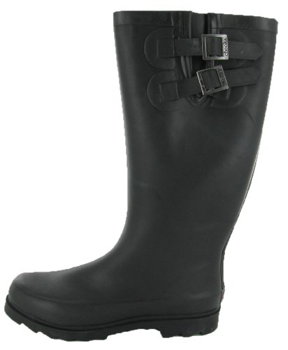 Chooka Women's Signature Solid Dual Buckle Rain Boot,Jet,7 M US