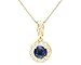 14K Yellow Gold Medium Round Gemstone and Diamond