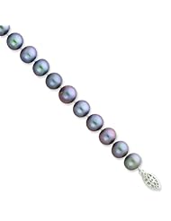 Sterling Silver 18in 9-10mm Grey Freshwater Cultured Pearl Necklace.