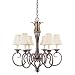 French Bronze Chandelier with Golden Leaves - Six Lights