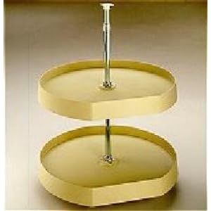 22 D-Shaped Lazy Susan Polymer, 2 Shelves Almond by 