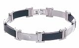 Steel and Rubber Diamond Men's Bracelet