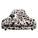 Designer Pet Furniture - Bell Shaped Animal Print Chair for Pets - White with Brown Animal Print