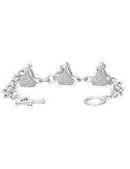 Hersheys Kiss Diamond Toggle Bracelet 3 Charms 14k White Gold 1.50ct