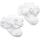 Jefferies Socks Double Ruffle Turncuff Sock, White
