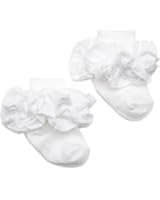 Jefferies Socks Double Ruffle Turncuff Sock, White