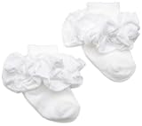 Jefferies Socks Double Ruffle Turncuff Sock - White