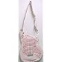 Pink / White Polka Dot Guitar Purse Sling Messenger Bag