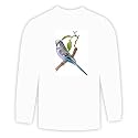 Long Sleeve T-shirt with blue, parakeet, zebra, bird