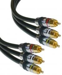 Premium Grade 24K Gold 3 RCA Male / 3 RCA Male (Video + Stereo Audio), 100 ft