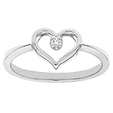 14k White Gold Diamond Heart Ring (H/I1, 0.02 ct. tw.)