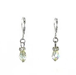 Earrings - E150 - Swarovski (tm) Crystal Beads - Teardrop ~ Clear AB