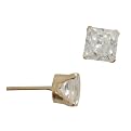 10K Cubic Zirconia 5X5 Princess Stud Earring