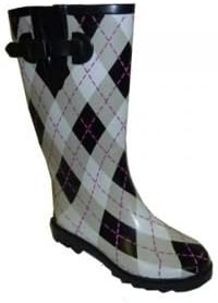 RainBoots - MST-650A: Lady Rubber Argyle Rain Boot