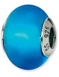 Blue Matte, Murano Glass Charm for 3mm Charm Bracelets