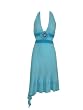 Sexy Blue Halter V Neckline Cocktail Evening Dress (MED)