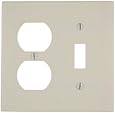 Leviton 78005 2-Gang 1-Toggle 1-Duplex Device Combination Wallplate, Standard Size, Thermoset, Device Mount, Light Almond