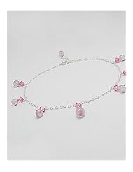 Pink Glass Anklet In 92.5 Sterling Silver