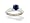 14K White Gold Genuine Round Sapphire and Diamond Engagement Ring - Size 4