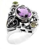 Sterling Silver Synthetic Amethyst Peridot Ring (Size 8,9)