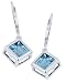 Jewelry : Sterling Silver 7x7mm Square Blue Topaz Earrings