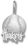 Nebraska Cornhuskers Solid Sterling Silver ''HUSKERS'' Baseball Pendant