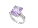 SilverBin Sterling Silver Engagement Style Prong Set Princess Cut Lavender CZ Ring with Baguette CZ Accents