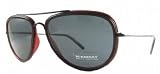 Burberry Men's 3047 Shiny Black / Bordeaux Frame/Grey Lens Metal Sunglasses
